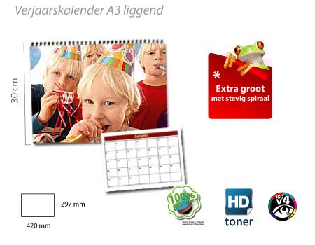 goedkoop beste grootste A3 fotokalender verjaardagskalender maken